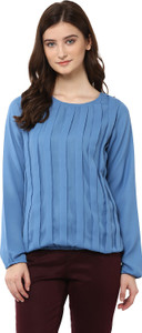 Calgari Casual Full Sleeve Solid Women's Blue Top