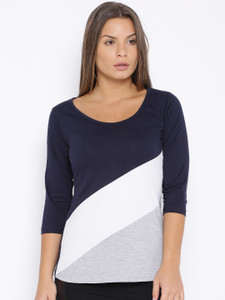 Veakupia Casual Full Sleeve Solid Women's Blue Top