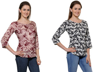 Stop Look Casual 3/4th Sleeve Printed Women Multicolor Top