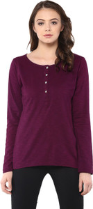 Miss Chase Casual Full Sleeve Solid Women's Maroon Top