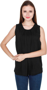 TeeMoods Casual Sleeveless Solid Women's Black Top