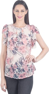 G & M Collections Party Short Sleeve Floral Print Women's Multicolor Top