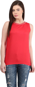 Mayra Casual Sleeveless Solid Women's Red Top