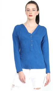 Martini Casual Full Sleeve Solid Women's Blue Top
