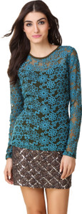 Texco Casual Full Sleeve Solid Women's Blue Top