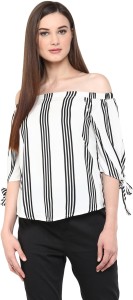 harpa casual 3/4 sleeve striped women white top