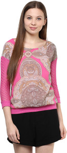 AR2 Party 3/4th Sleeve Printed Women's Pink Top