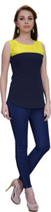 Ziyaa Casual Sleeveless Printed Women's Blue Top