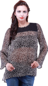 Goodwill Impex Casual Full Sleeve Printed Women's Black Top