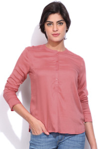 United Colors of Benetton Casual Full Sleeve Solid Women's Maroon Top
