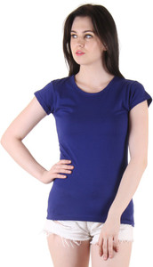Diaz Casual Short Sleeve Solid Women's Blue Top