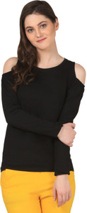Fashion Expo Casual Full Sleeve Solid Women's Black Top