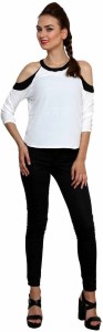 Iwonder Party 3/4th Sleeve Solid Women's White Top