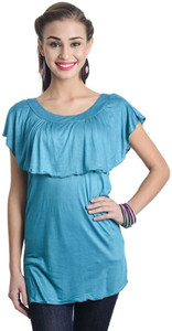 TeeMoods Casual Sleeveless Solid Women's Green Top