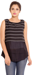 Goodwill Impex Casual Sleeveless Printed Women's Black Top