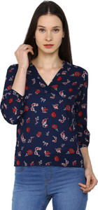 Arrow Casual 3/4th Sleeve Printed Women's Blue Top