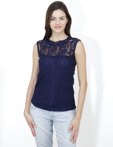 Mayra Casual Sleeveless Solid Women's Dark Blue Top