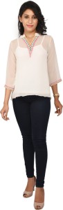 Tushiyyah Casual 3/4th Sleeve Solid Women's White Top