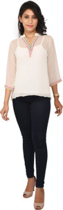 Tushiyyah Casual 3/4th Sleeve Solid Women's White Top