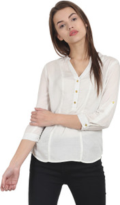 Harpa Casual 3/4th Sleeve Solid Women's White Top