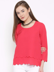Rare Casual 3/4th Sleeve Solid Women's Pink Top