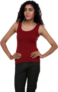 TeeMoods Casual Sleeveless Solid Women's Red Top