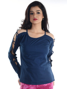 Vea Kupia Casual Full Sleeve Solid Women's Blue Top