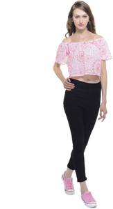 A Luv Ya Casual Short Sleeve Floral Print Women's White, Pink Top