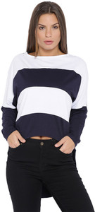 Veakupia Casual Full Sleeve Striped Women's Blue, White Top