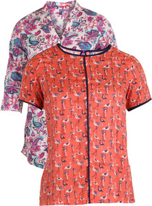 Vvoguish Casual 3/4th Sleeve Floral Print Women's Multicolor, Orange Top