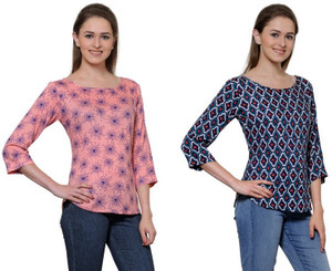 Stop Look Casual 3/4th Sleeve Printed Women Multicolor Top