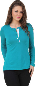 Texco Casual Full Sleeve Solid Women's Blue Top