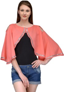 bitterlime casual cape sleeve embellished women pink top