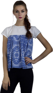 Marzeni Casual Cap Sleeve Geometric Print Women's Blue, Multicolor Top