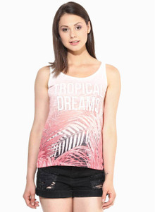 Vero Moda Casual Sleeveless Printed Women's White Top