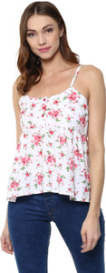 Stylebay Party Sleeveless Printed Women's White Top