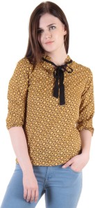 Vvoguish Casual 3/4th Sleeve Printed Women's Yellow Top