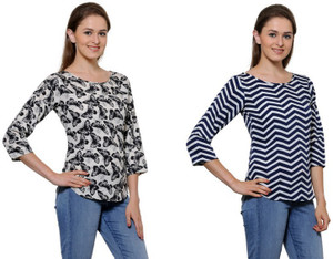 Stop Look Casual 3/4th Sleeve Printed Women Multicolor Top