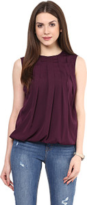 Rare Casual Sleeveless Solid Women's Maroon Top