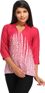 Cottinfab Casual 3/4th Sleeve Floral Print Women's Pink Top