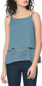 HRIKSHIKA FASHION Casual Shoulder Strap Solid Women's Grey Top
