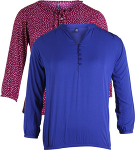 Vvoguish Casual 3/4th Sleeve Polka Print Women's Blue, Red Top