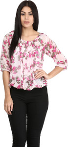 Mayra Casual 3/4th Sleeve Printed Women's Pink Top