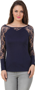 Texco Party Full Sleeve Solid Women's Blue Top