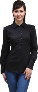 Eves Pret A Porter Casual Full Sleeve Solid Women's Black Top