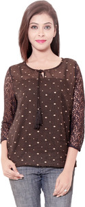 Goodwill Impex Casual 3/4th Sleeve Printed Women's Black Top