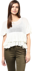 Remanika Casual Bell Sleeve Woven Women's White Top