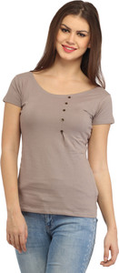 Cation Casual Short Sleeve Solid Women's Beige Top