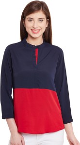 Purys Formal 3/4th Sleeve Solid Women's Blue, Red Top
