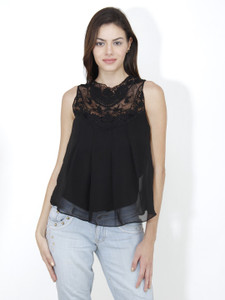 Mayra Casual Sleeveless Solid Women's Black Top